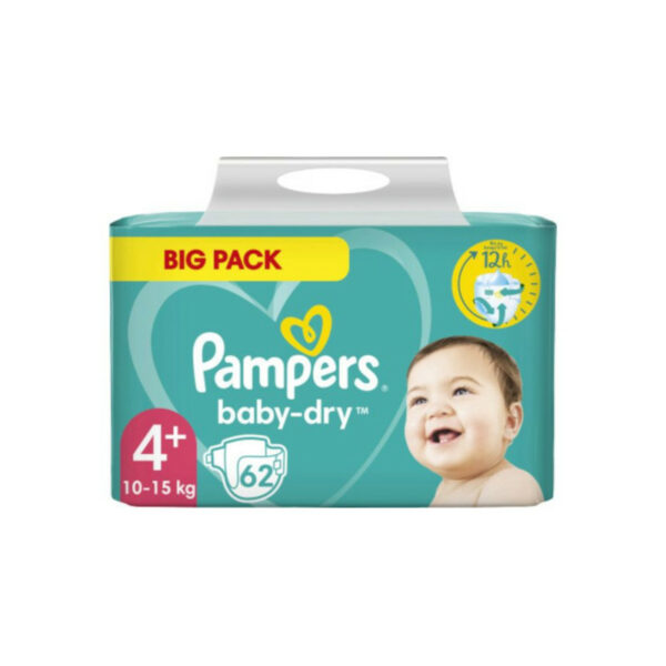 Pampers Baby-Dry Fraldas Maxi+ (10-15Kg) 62Un