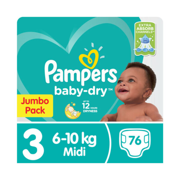 Pampers Baby-Dry Fraldas Midi (6-10Kg) 76Un