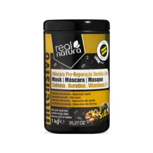 Real Natura Intensivo - Mascara Pro-Reparacao Bomba Café - Café | Keratina | Vitamina E + F - Cabelo Fino & Fraco 1kg