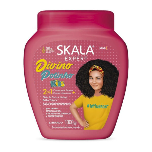 Skala Expert - Divino Potinho - KIDS - 2 em 1 - Creme para pentear + Hidratante - Oleo de coco e Linhaca 1000g