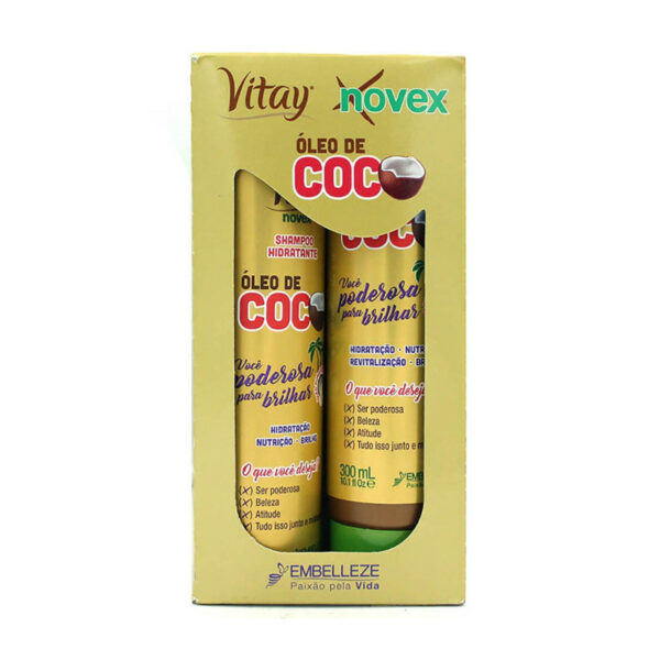 Vitay + Novex - Oleo De Coco - Shampoo Hidratante - Tratamento Condiconante  2 x 300ml